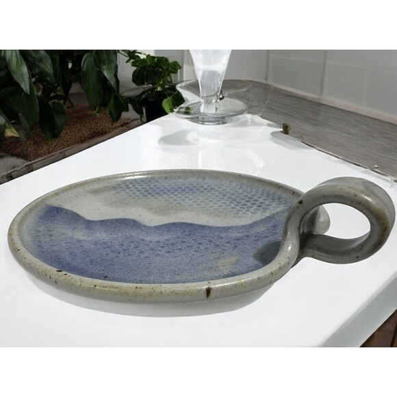 VTG Nichols Stoneware Pottery Candle Holder With Finger Hole Signed Boho Decor - Picture 4 of 9